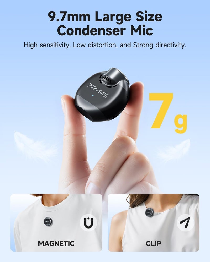 7RYMS WA2 Wireless Voice Amplifier for Teachers with Magnetic Lavalier Mic, Portable Microphone Speaker-Noise Canceling, 164ft Range, 23H Working, Mini Pa System for Teaching, Speech, Yoga, Meeting - Image 5